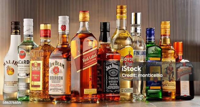 Poznan, Poland - July 27, 2016: Worldwide some 2 billion people use alcohol, one of the most widely used recreational drugs on earth, with yearly consumption of over 6 liters of pure alcohol per person